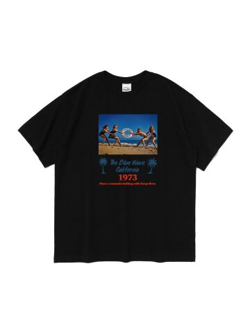 더 블루 웨이브 그래픽 반팔 티셔츠 (블랙)