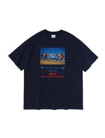 더 블루 웨이브 그래픽 반팔 티셔츠 (네이비)