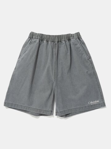 NYC EMB WASHED TWILL SHORTS PANTS_GRAY