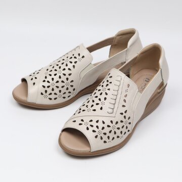 [썸머]올컬드 가죽 펀칭 웨지 샌들(H130J725)