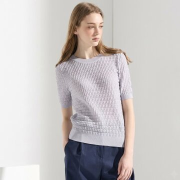 썸머 쿨 하프소매 볼륨 니트_라이트그레이