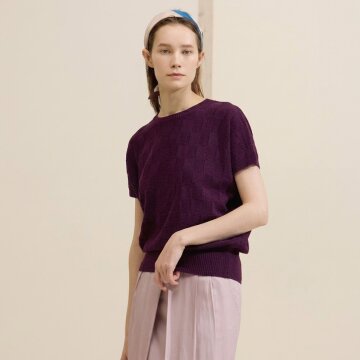 나그랑 릴렉스핏 바스켓패턴 반팔니트_와인