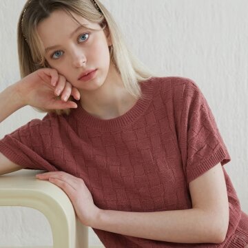 썸머 코튼 블렌딩 쿨 돌먼 니트_핑크