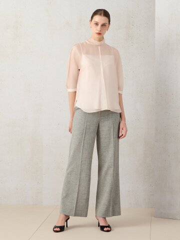 멜란지 벨티드 와이드 슬랙스 