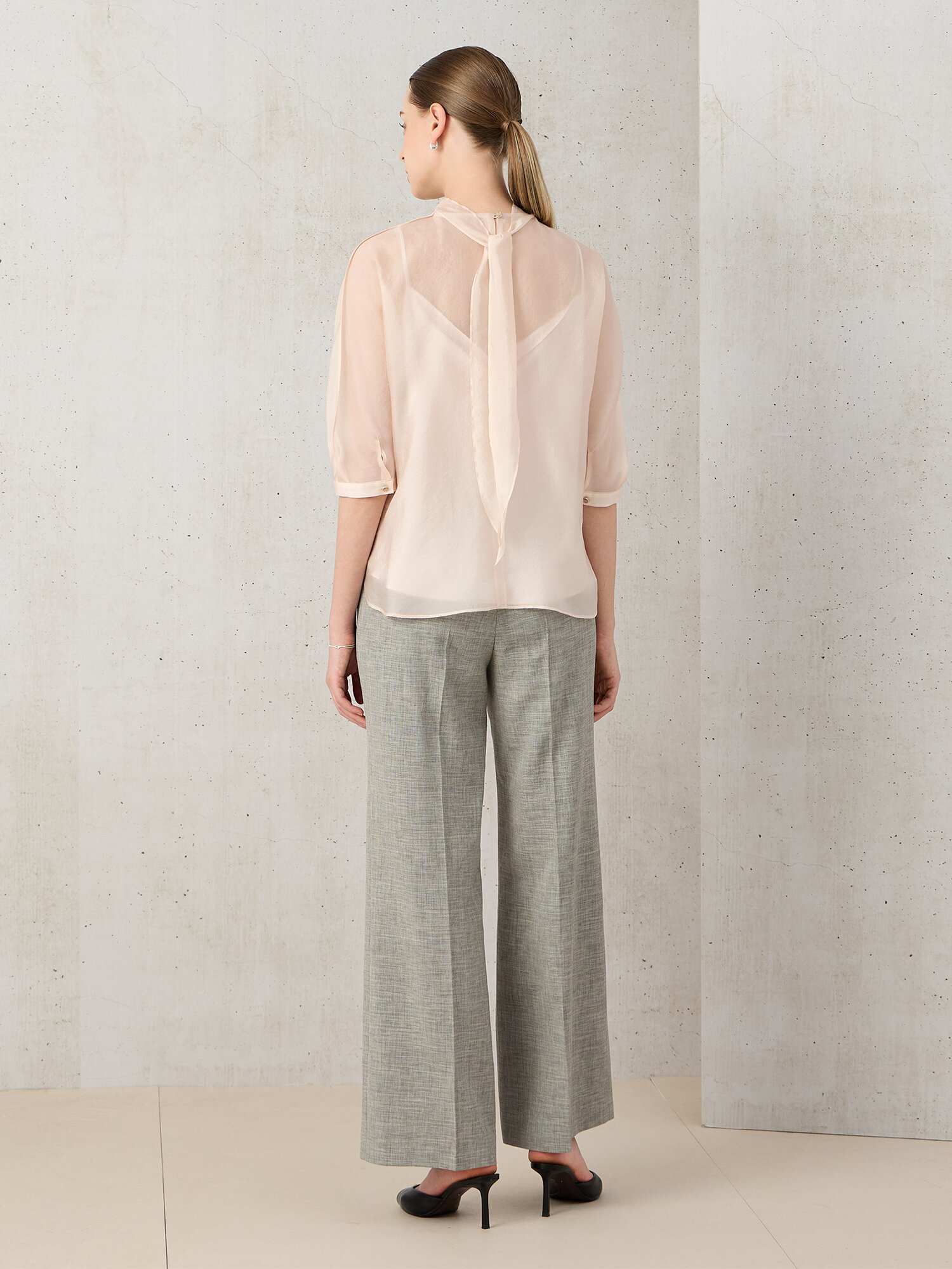 멜란지 벨티드 와이드 슬랙스 (MELANGE BLACK)