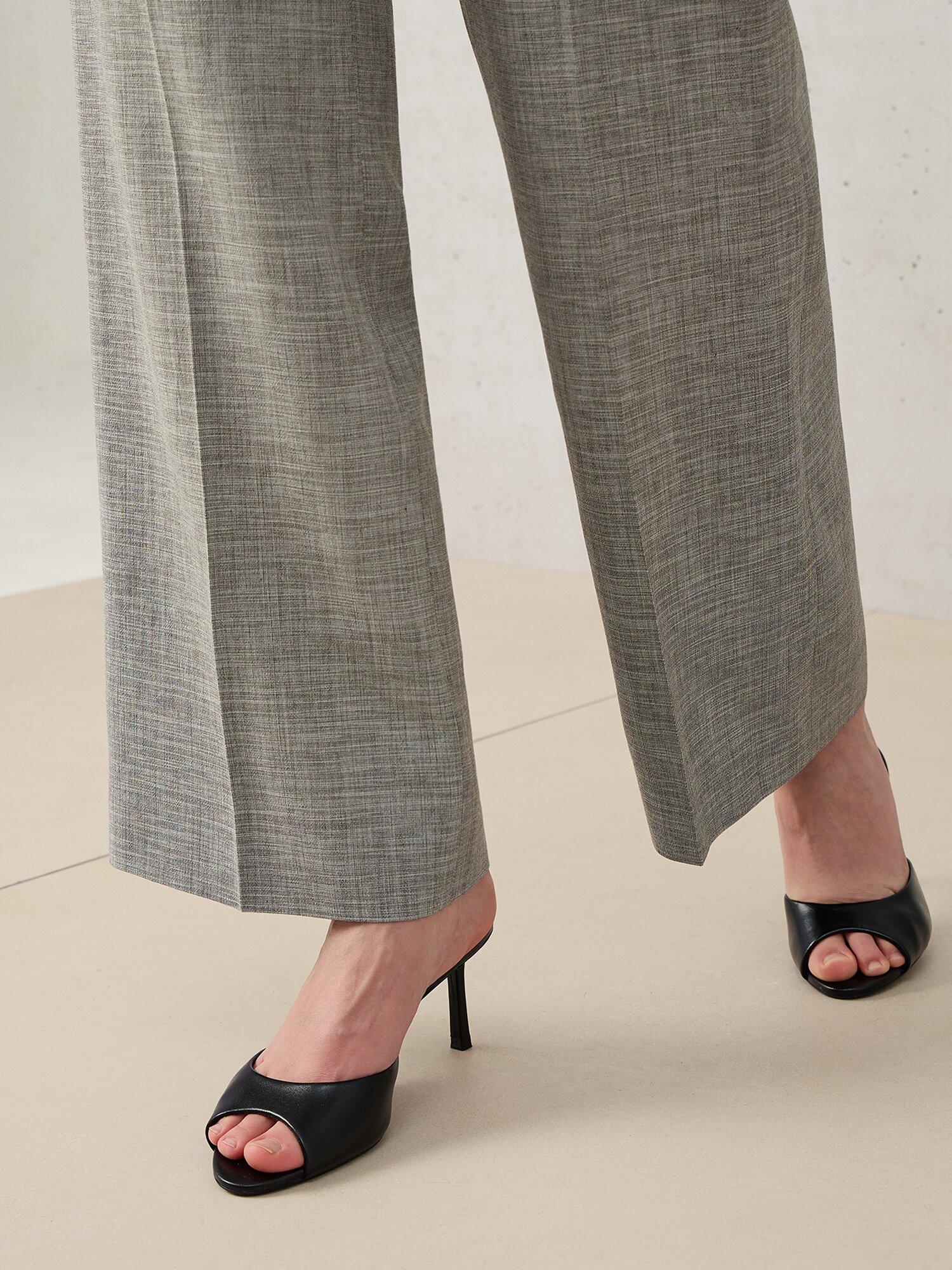 멜란지 벨티드 와이드 슬랙스 (MELANGE BLACK)