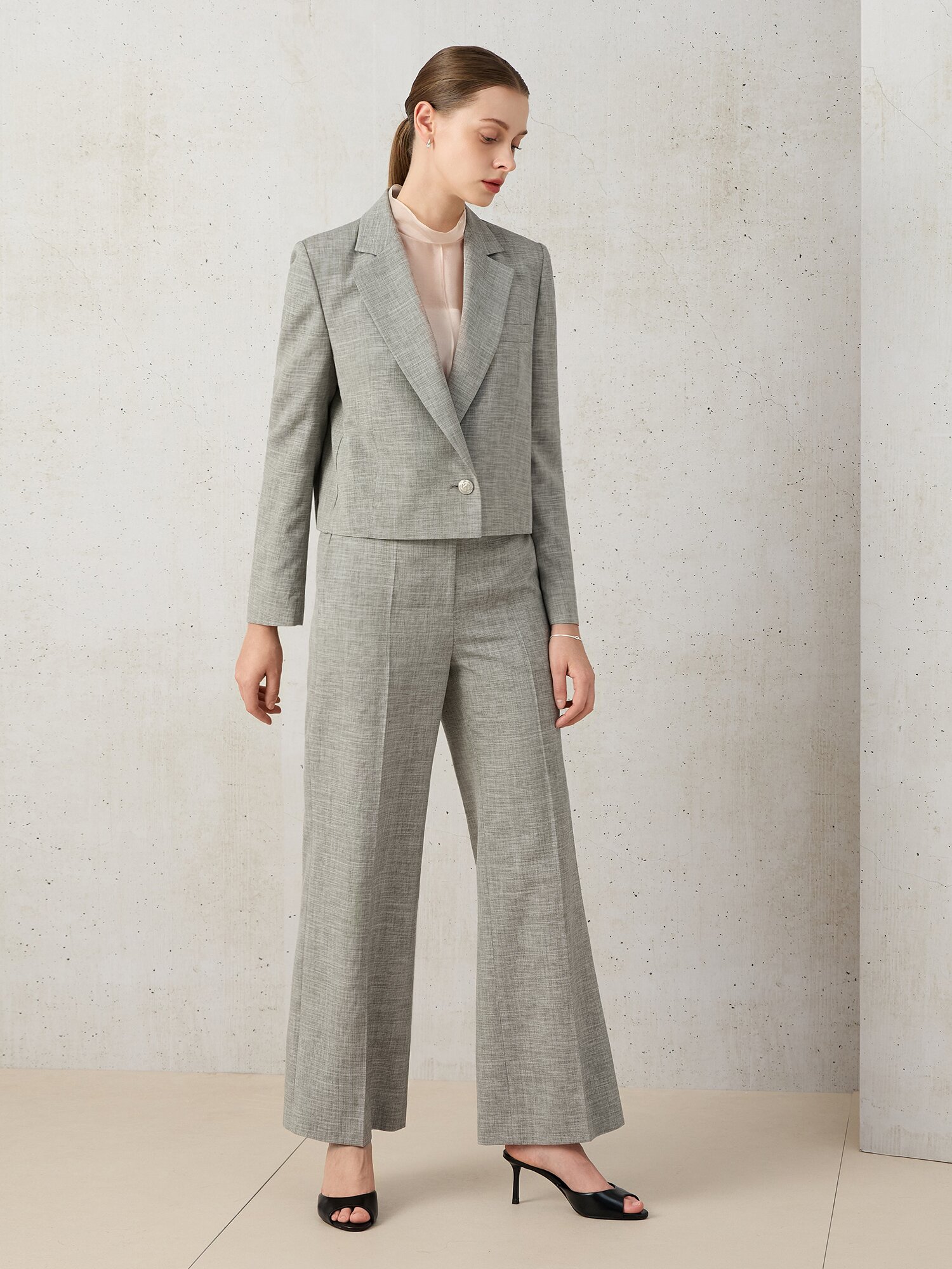 멜란지 벨티드 와이드 슬랙스 (MELANGE BLACK)