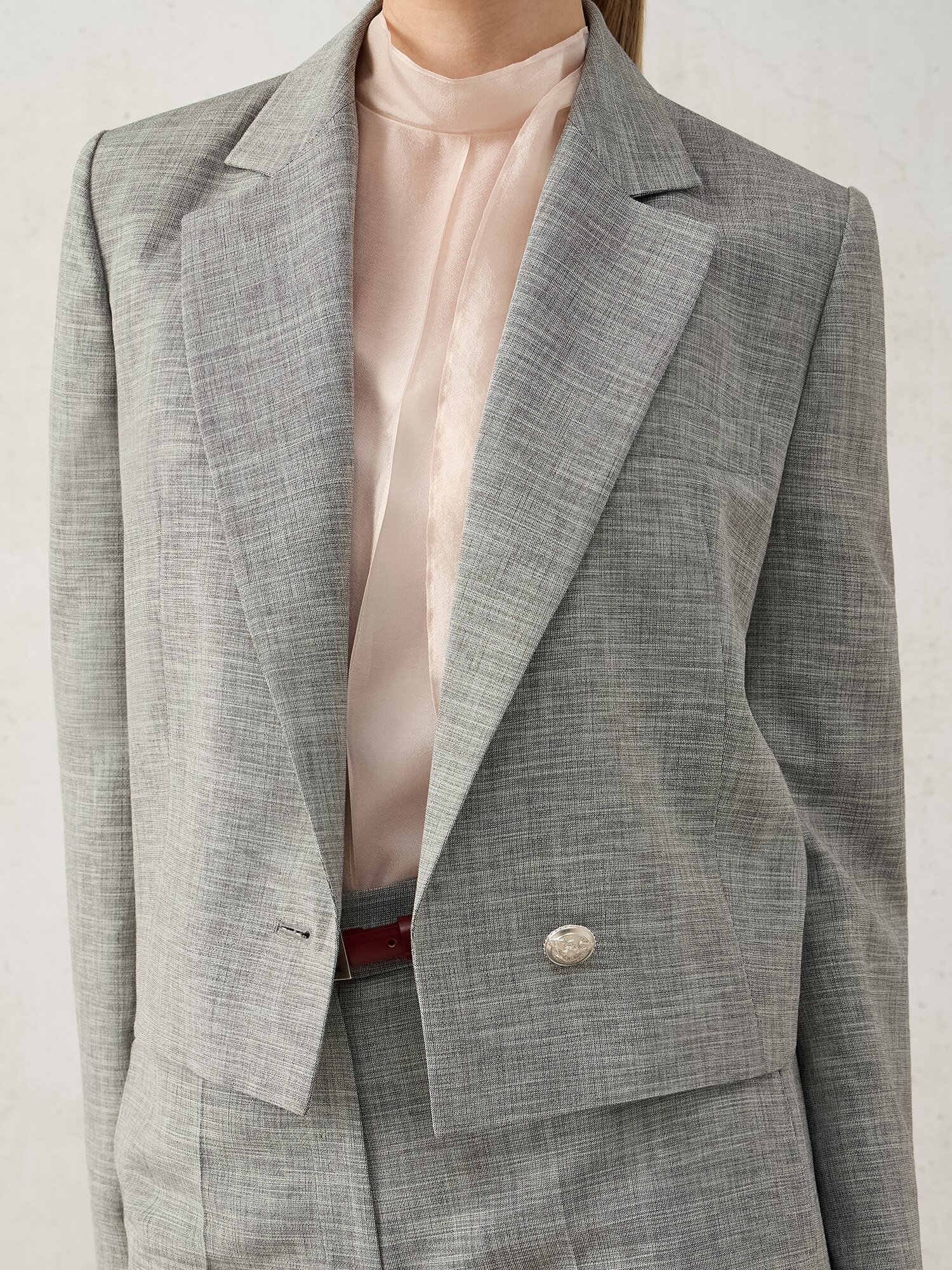 멜란지 원 버튼 크롭 재킷 (MELANGE BLACK)