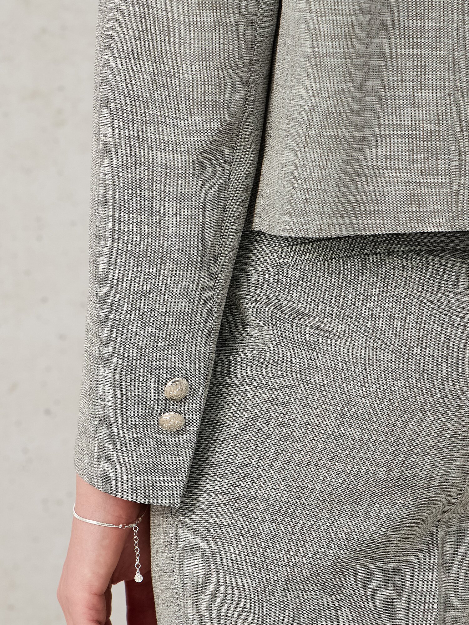 멜란지 원 버튼 크롭 재킷 (MELANGE BLACK)