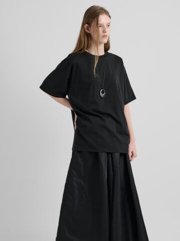 LU COTTON BLEND OVERSIZE HALF SLEEVELESS TEE- 2COLOR