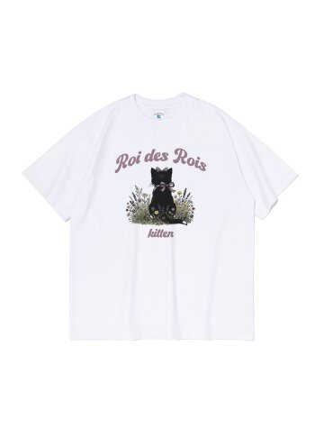 플라워 키튼 캣 그래픽 반팔티 (화이트)