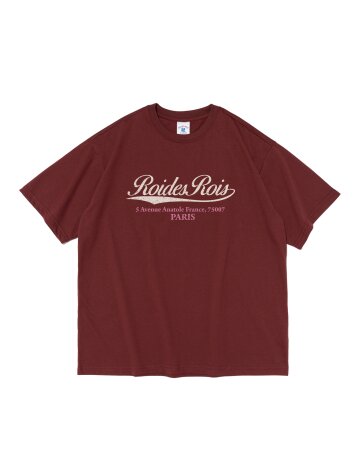 파리 스크립트 로고 반팔티 (와인)