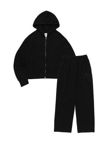 러블리 그래픽 후드집업 트레이닝 셋업 (블랙)