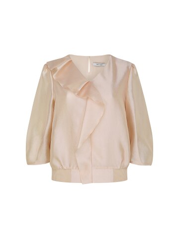 새틴 러플 브이넥 블라우스 