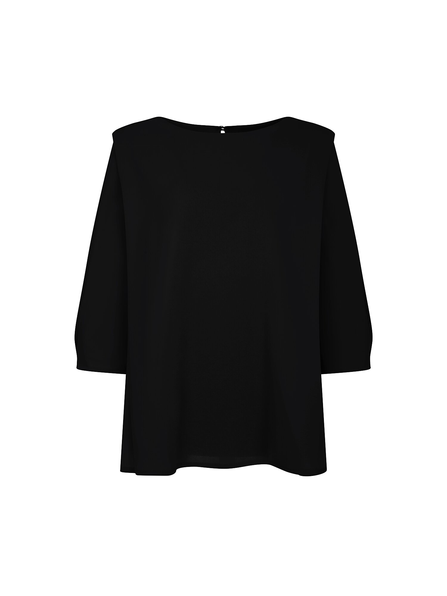 숄더 턱 라운드넥 블라우스 (BLACK)