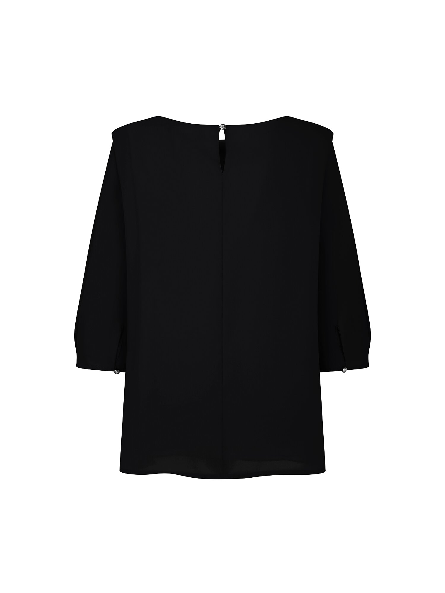 숄더 턱 라운드넥 블라우스 (BLACK)
