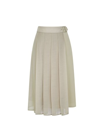 벨트 장식 레이어 플리츠 스커트 