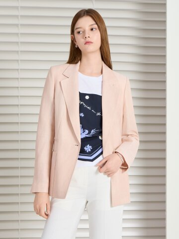 린넨 테일러드 싱글 원버튼 재킷 