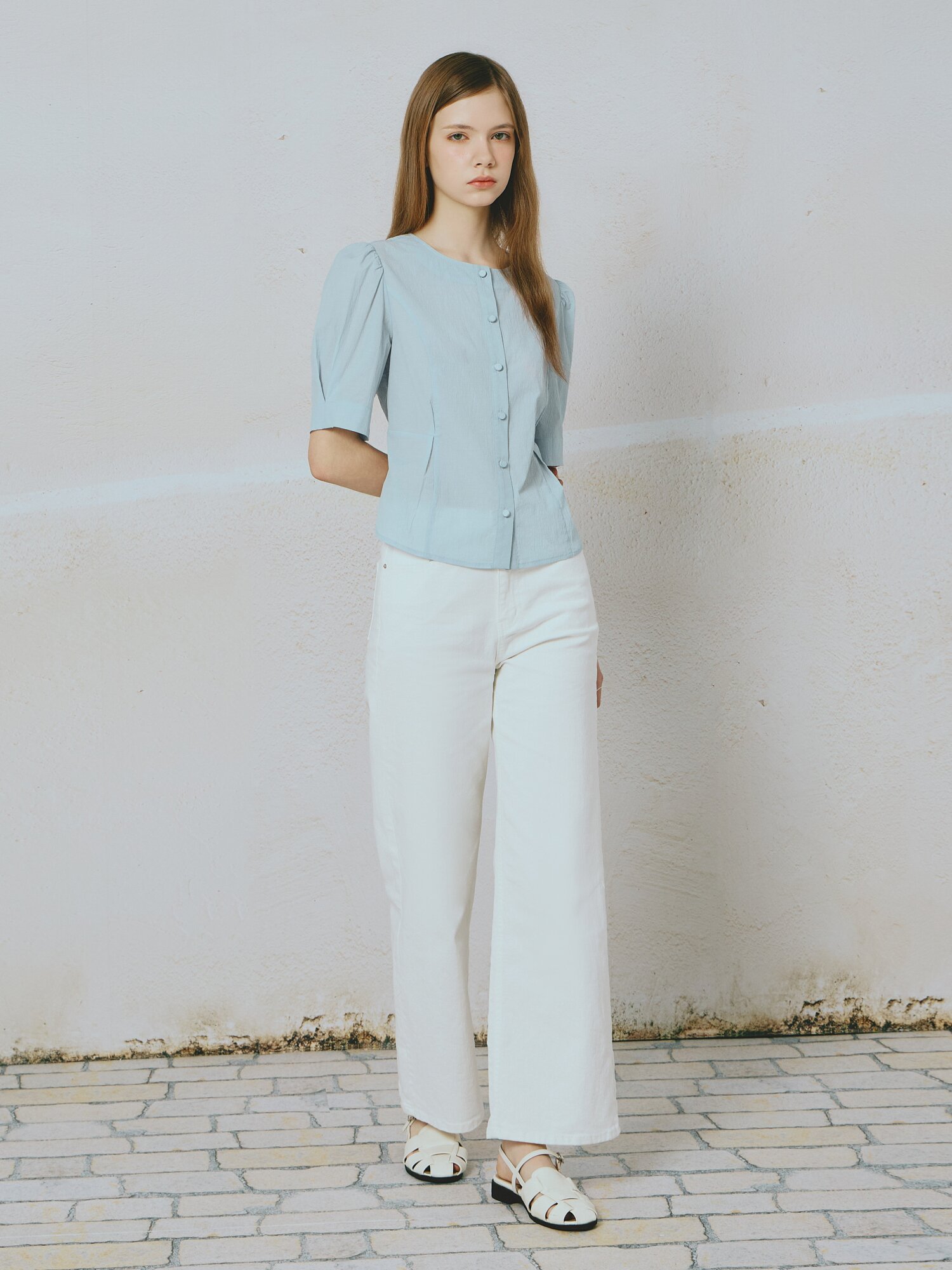 스판 블렌드 와이드핏 코튼팬츠 (WHITE)