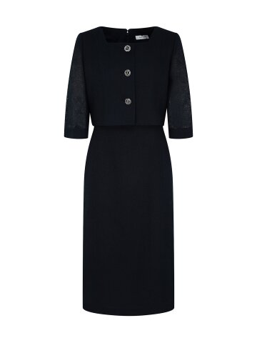 스퀘어넥 재킷 H라인 원피스 