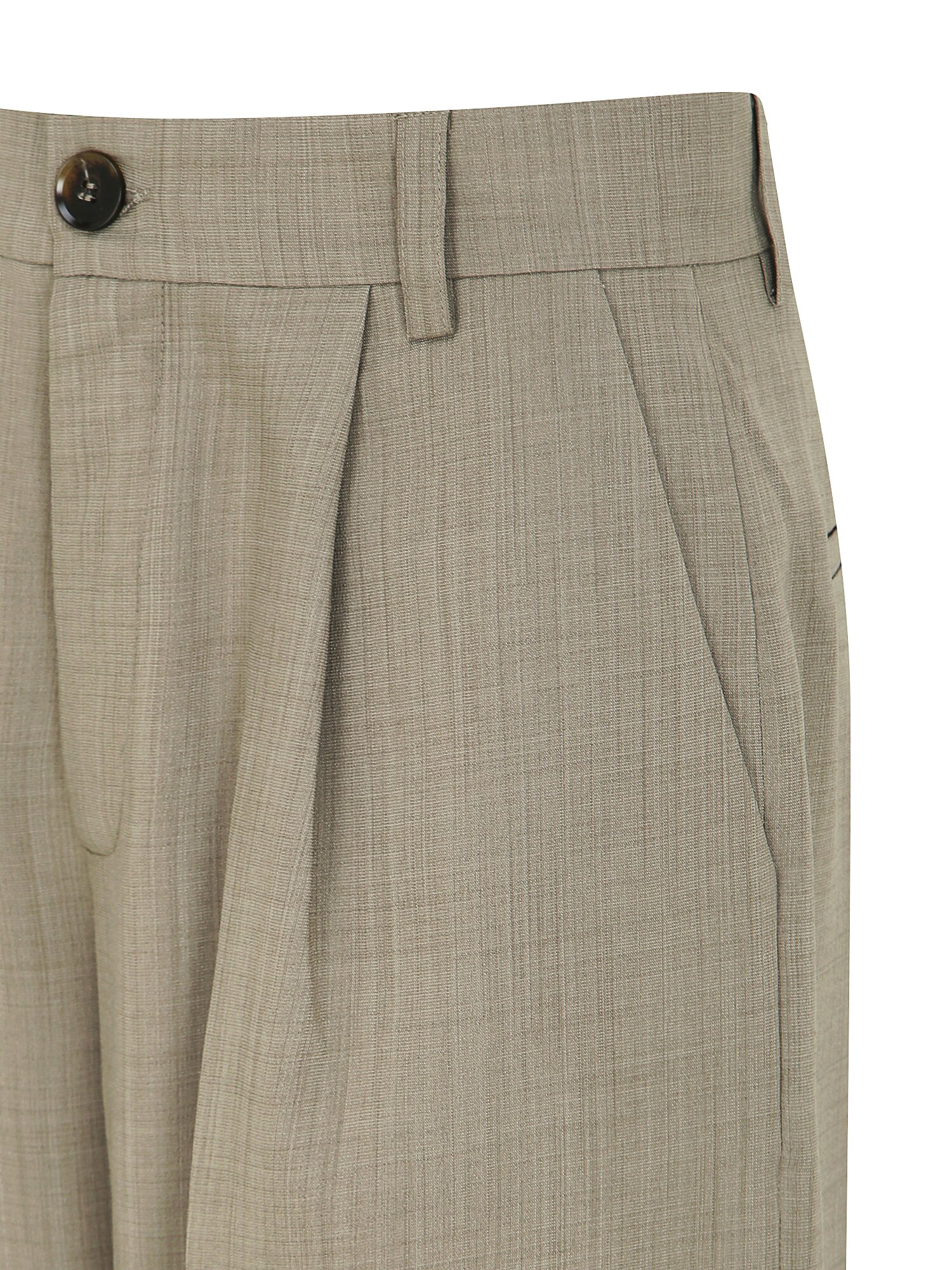 하이 웨이스트 원턱 와이드 팬츠 (KHAKI)