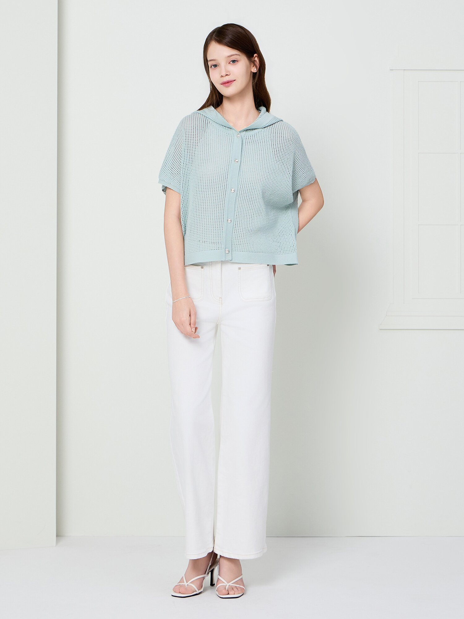 패치 포켓 일자핏 데님 팬츠 (WHITE)
