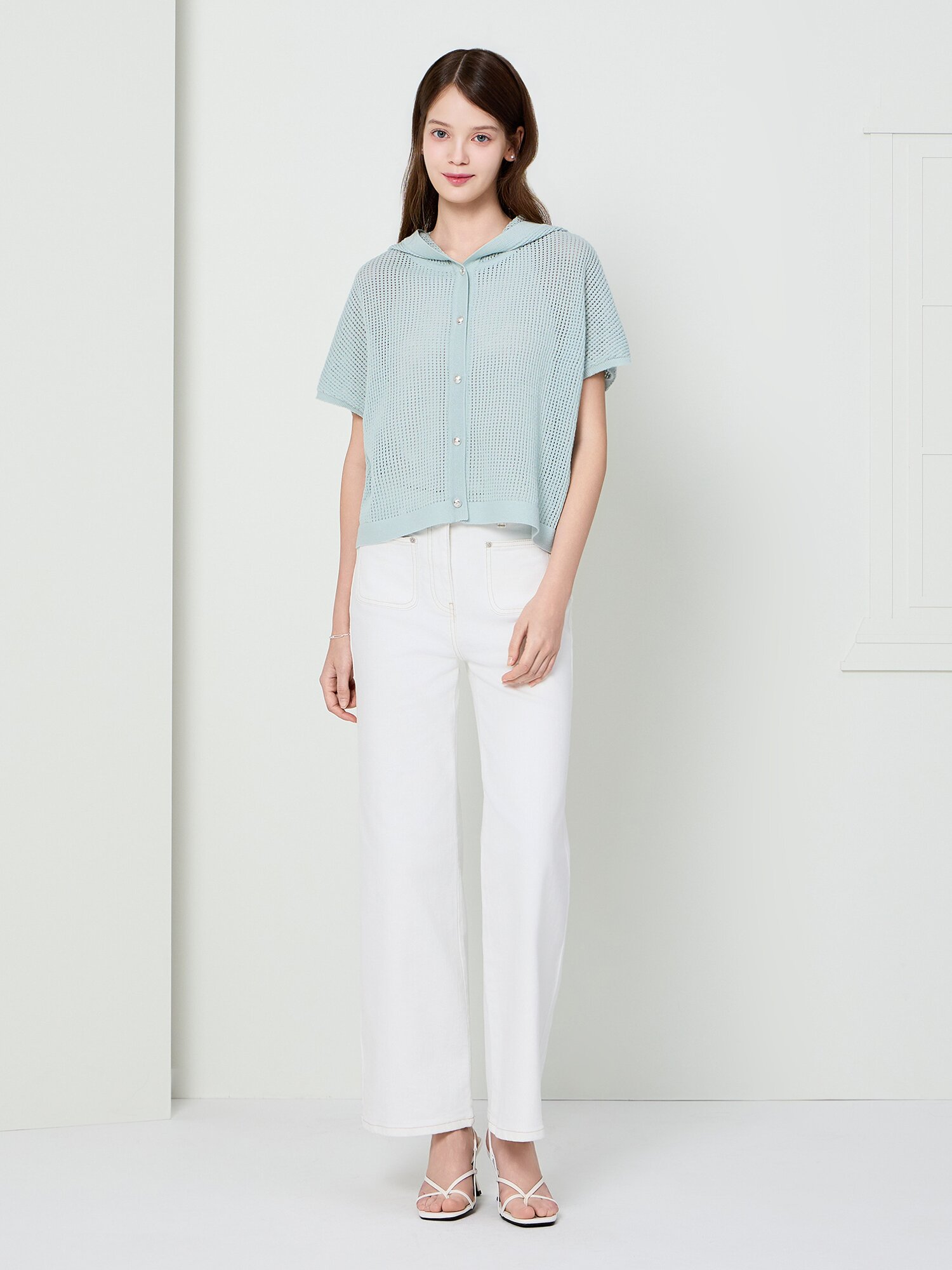 패치 포켓 일자핏 데님 팬츠 (WHITE)