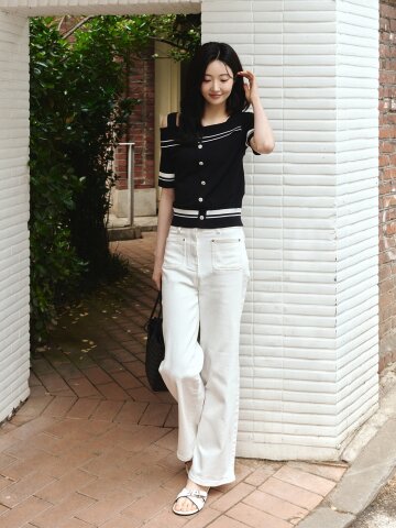 패치 포켓 일자핏 데님 팬츠 