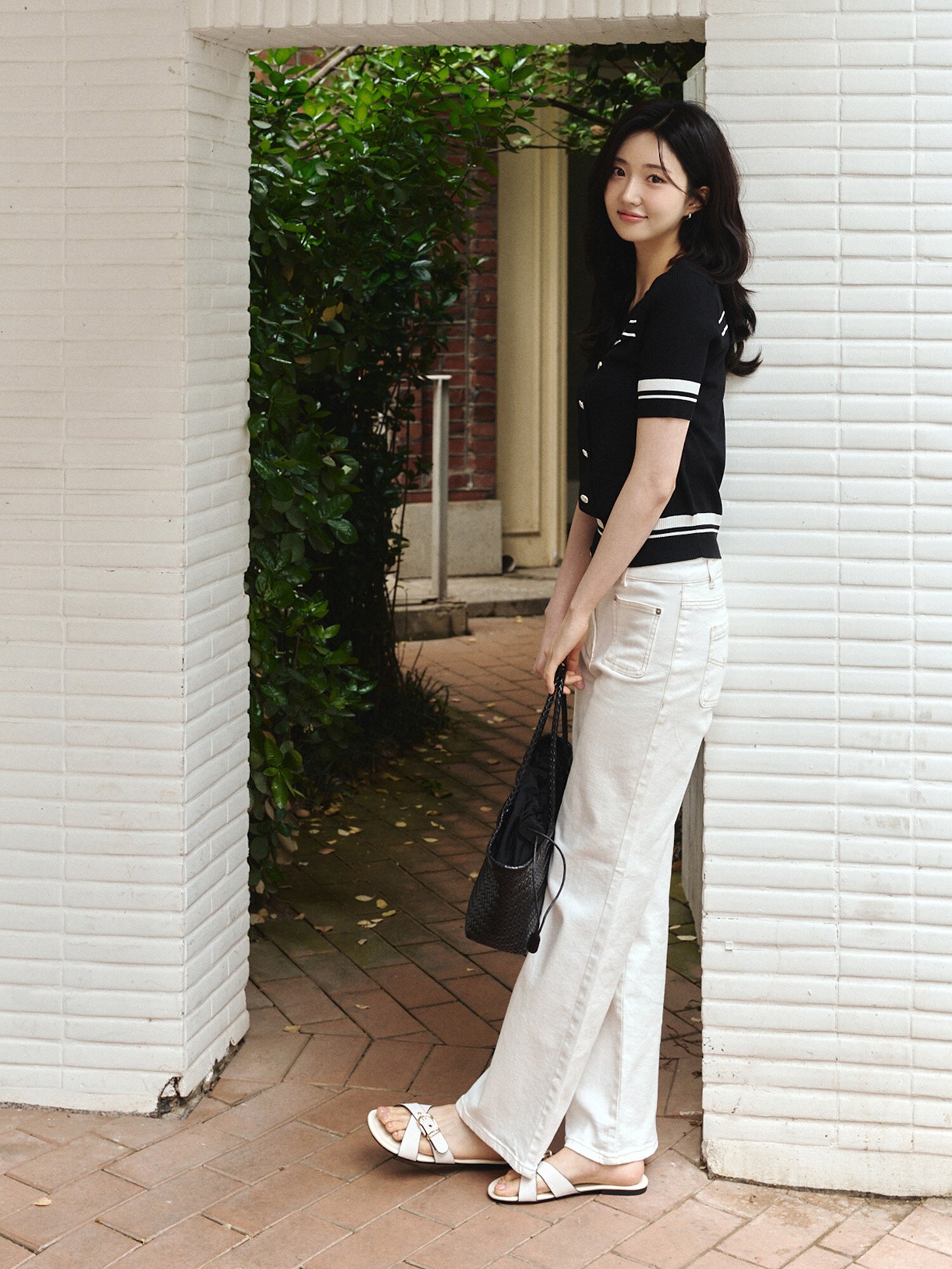 패치 포켓 일자핏 데님 팬츠 (WHITE)