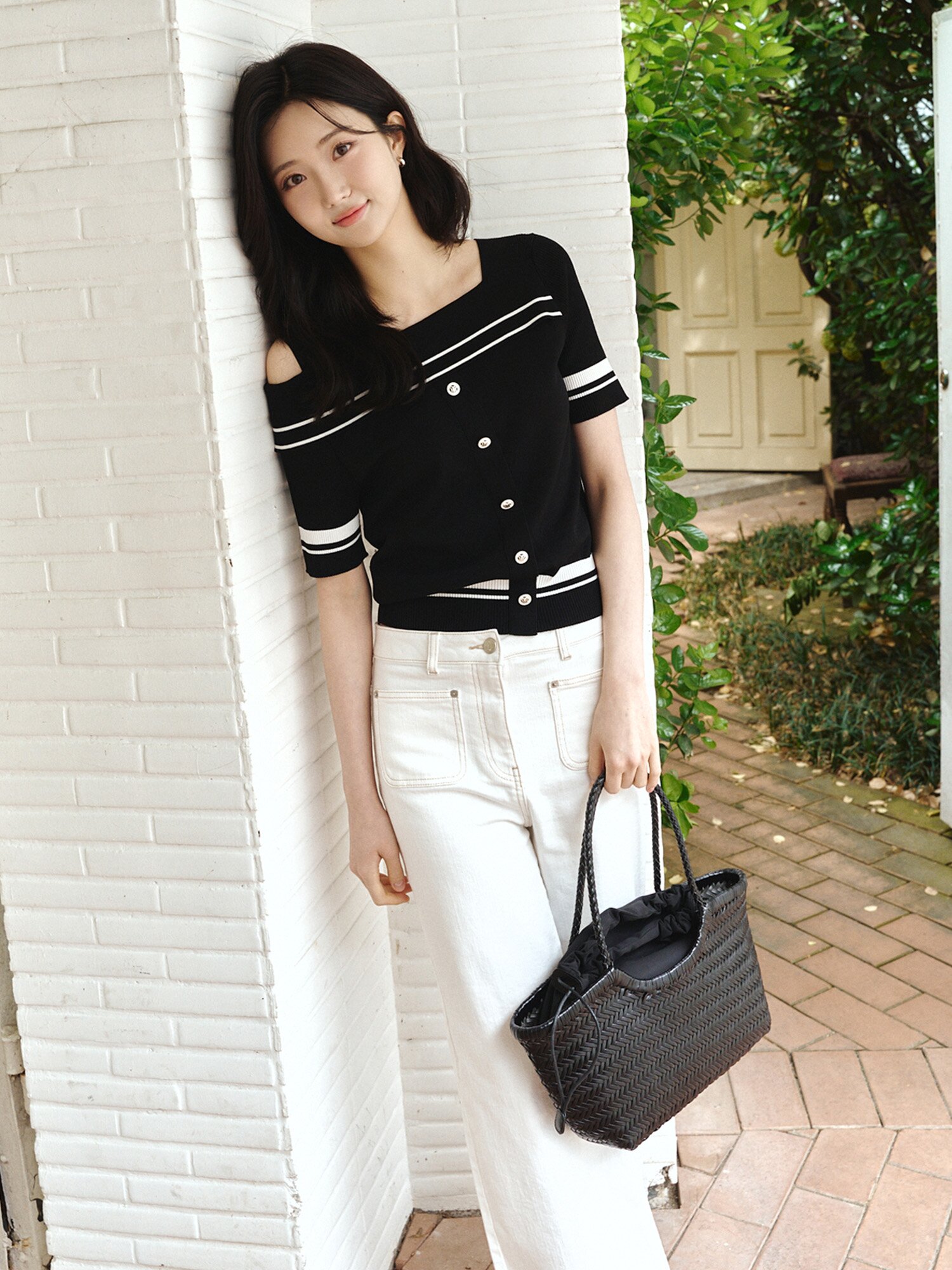 패치 포켓 일자핏 데님 팬츠 (WHITE)