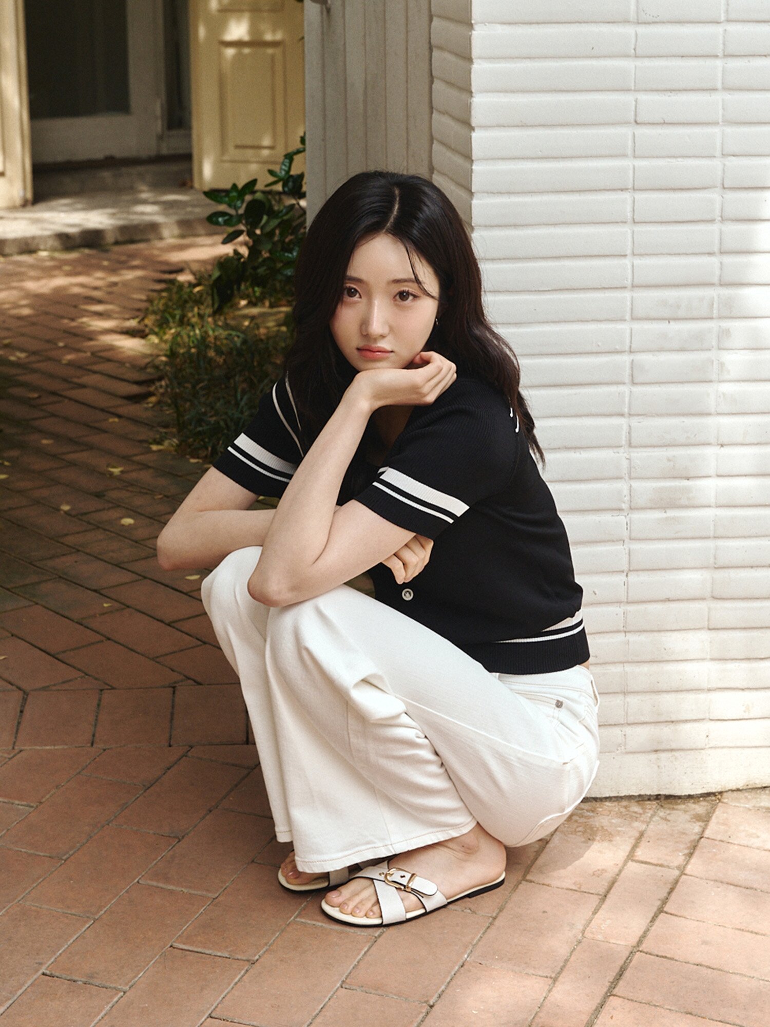 패치 포켓 일자핏 데님 팬츠 (WHITE)