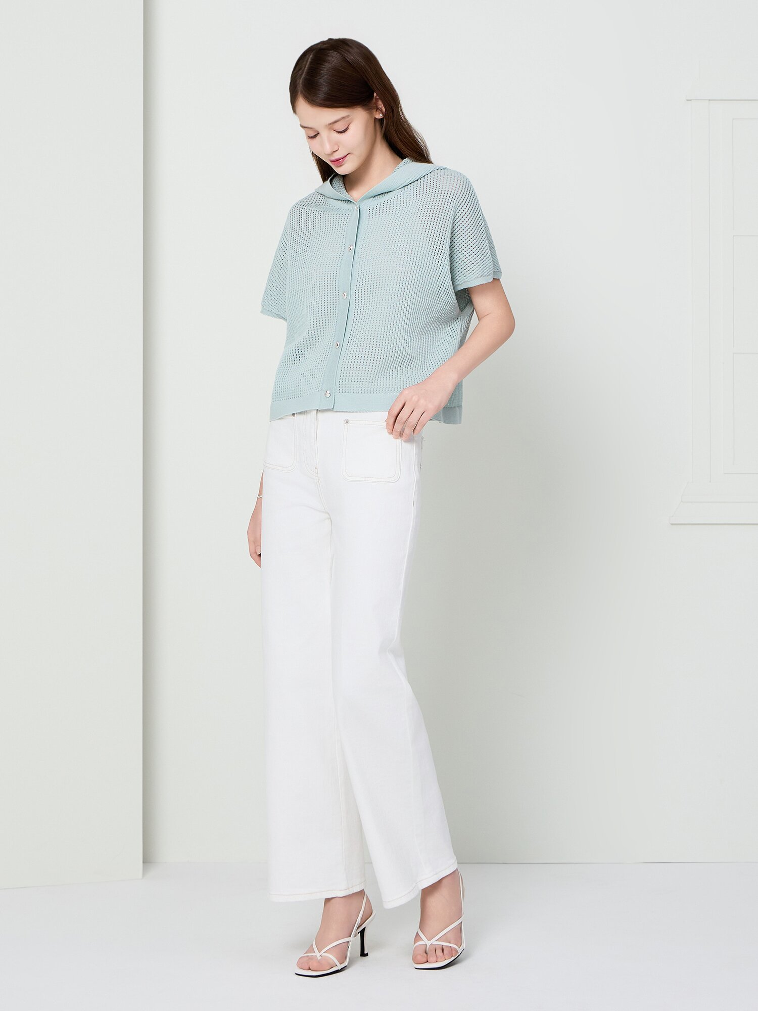 패치 포켓 일자핏 데님 팬츠 (WHITE)