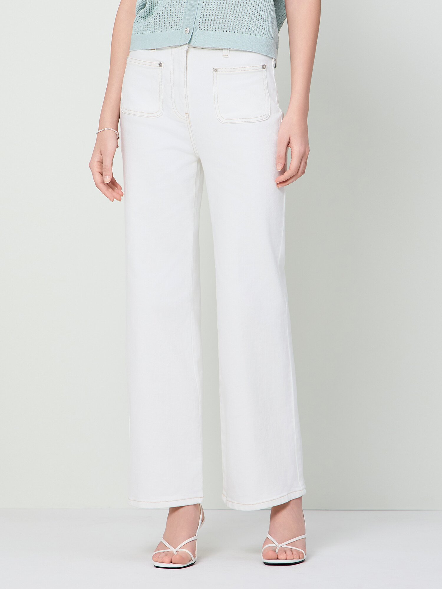 패치 포켓 일자핏 데님 팬츠 (WHITE)