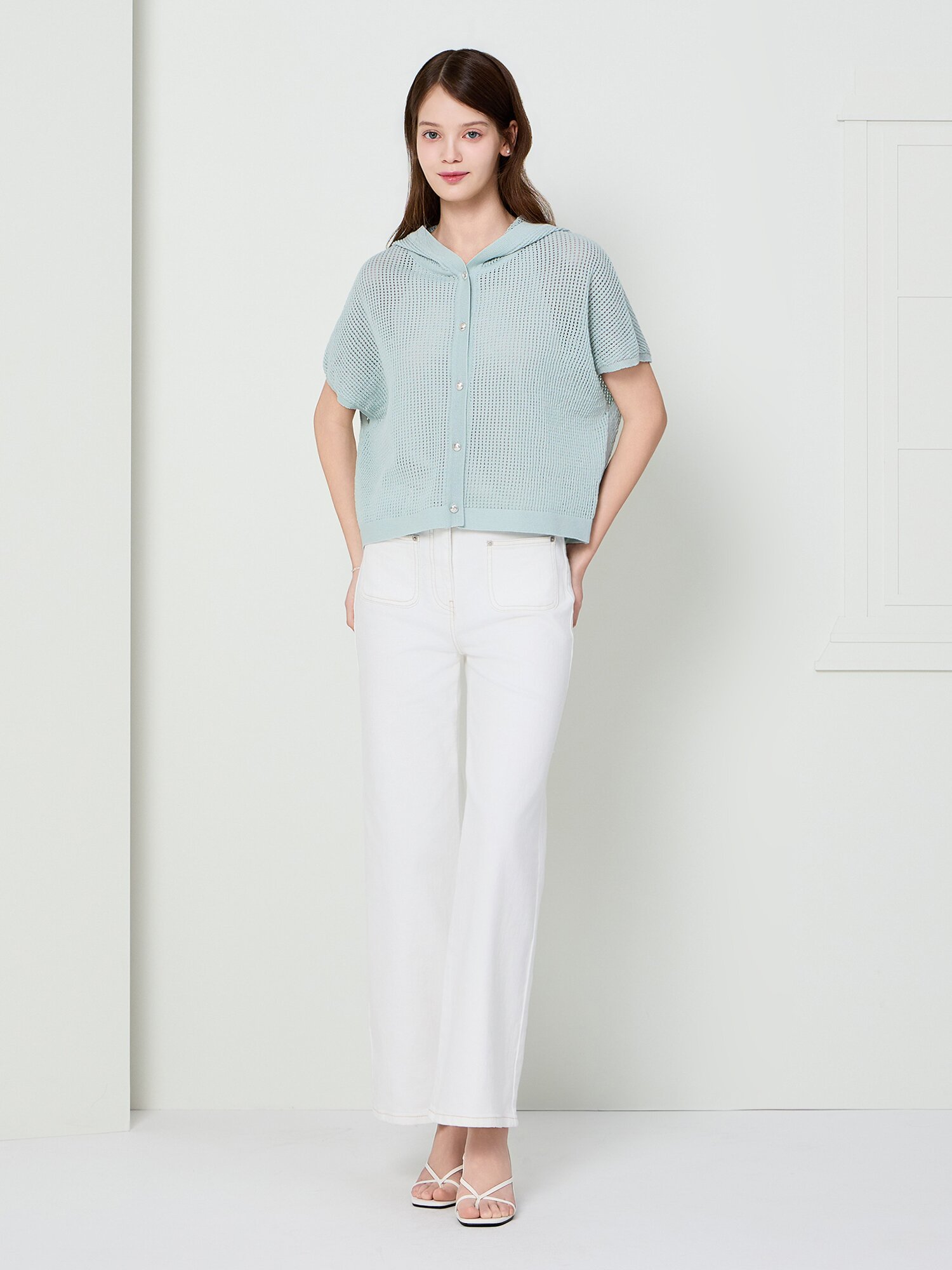 패치 포켓 일자핏 데님 팬츠 (WHITE)