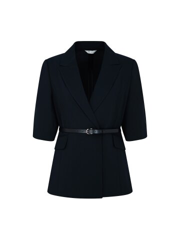 볼륨 슬리브 피크드 라펠 재킷 