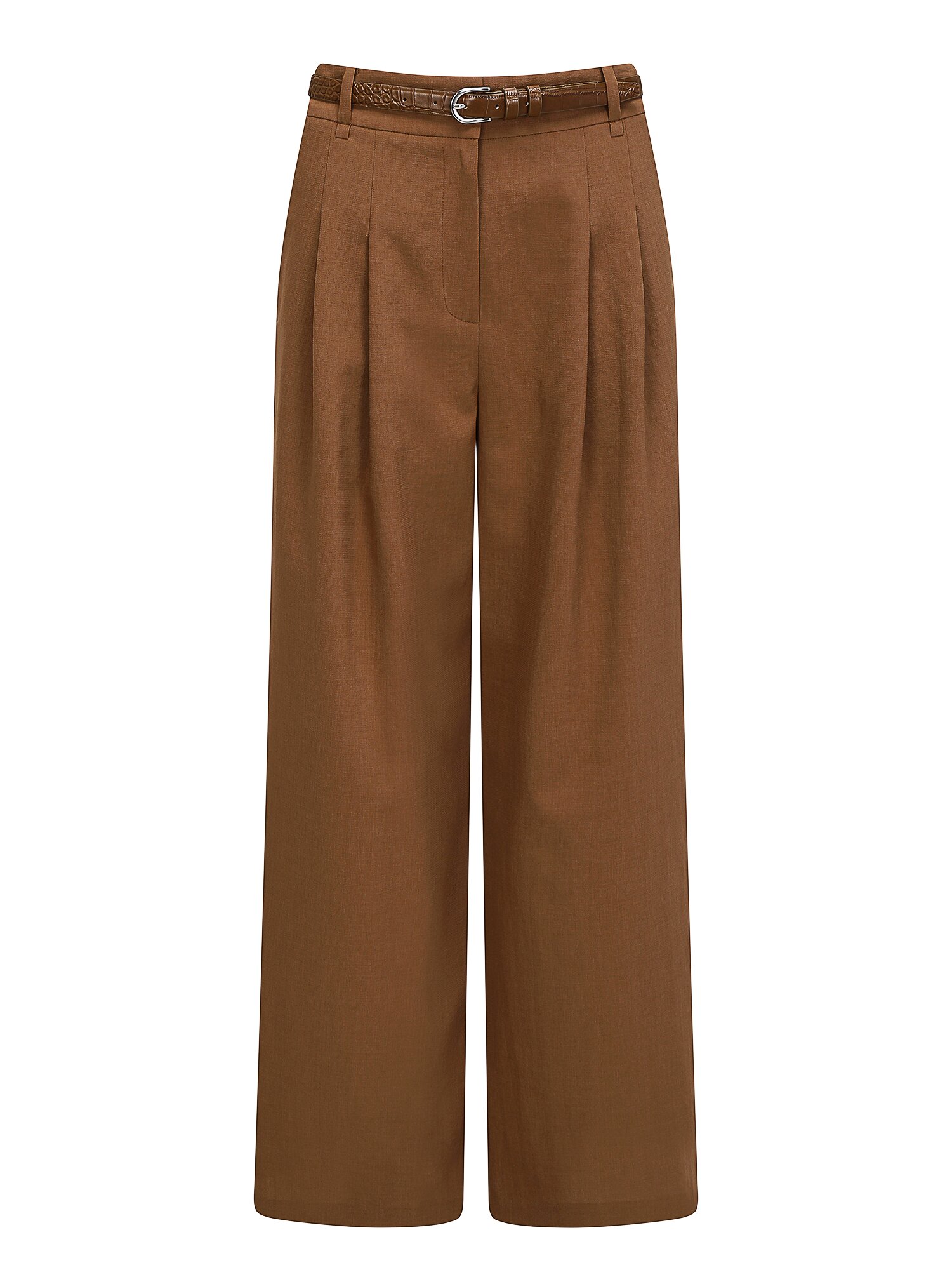 벨티드 투턱 와이드 팬츠 (LIGHT BROWN)