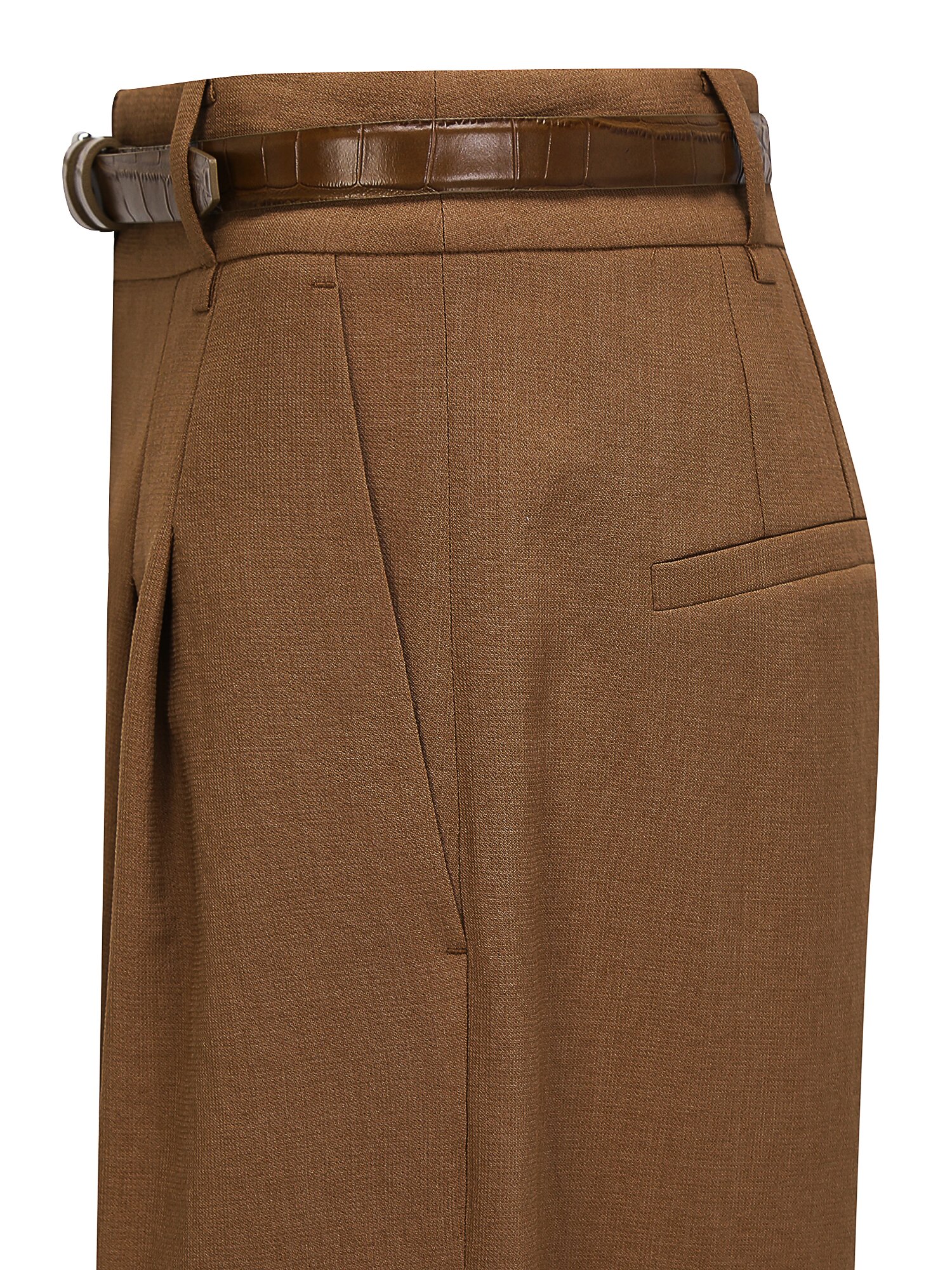 벨티드 투턱 와이드 팬츠 (LIGHT BROWN)