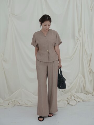 린넨 원턱 와이드 팬츠 (BEIGE)