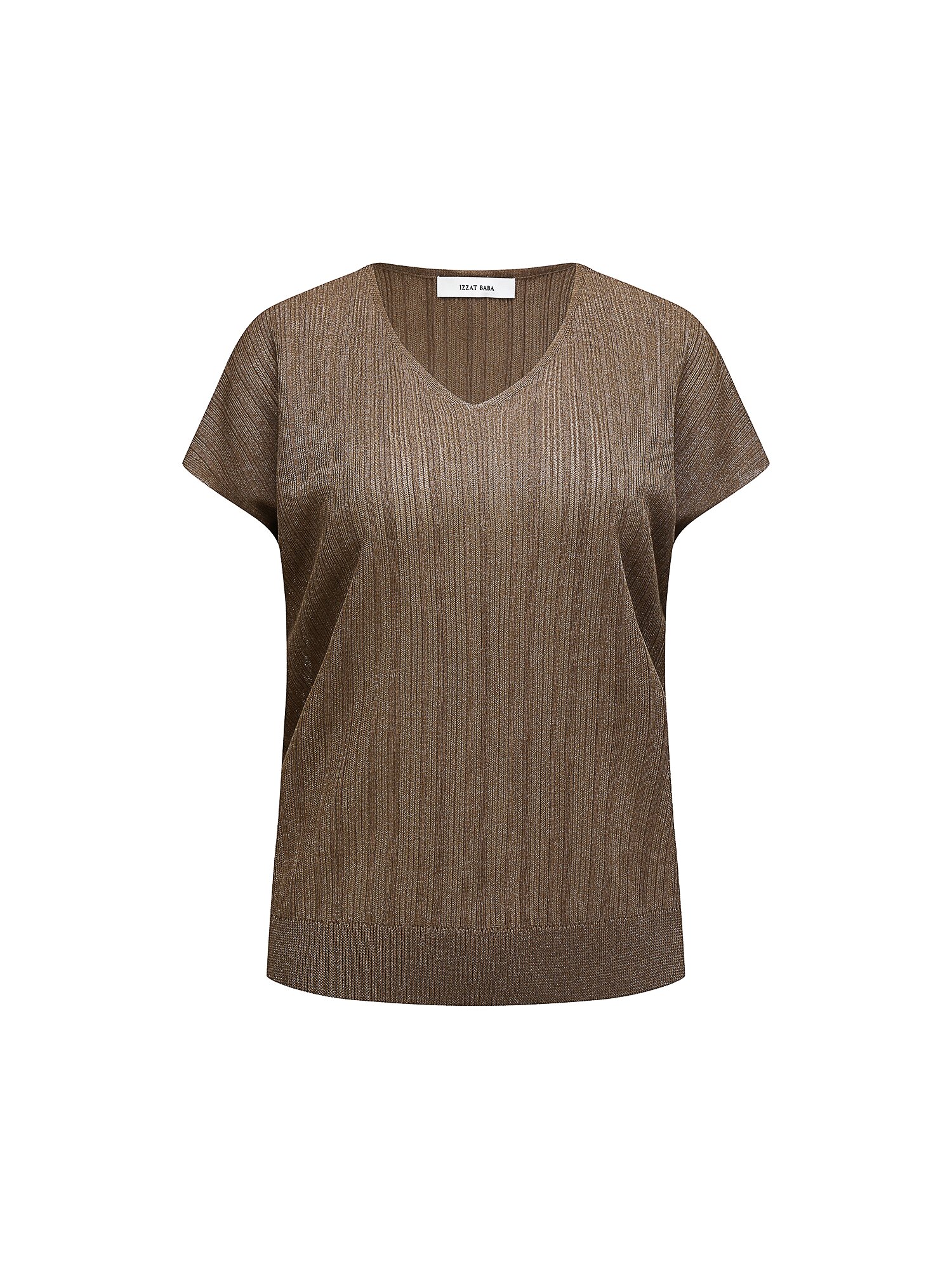 시스루 브이넥 풀오버 니트 (LIGHT BROWN)