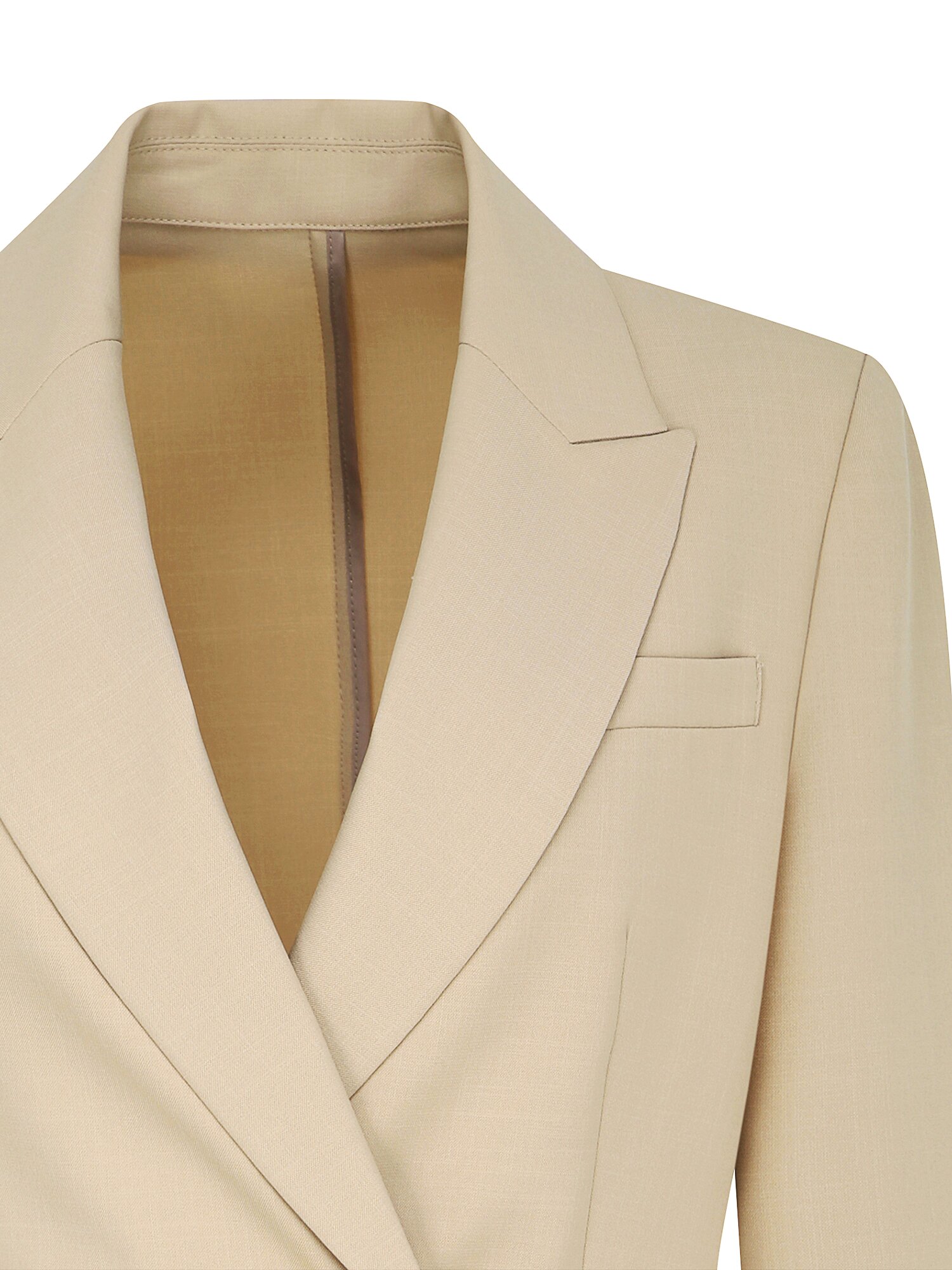 피크드 라펠 더블 원버튼 재킷 (BEIGE)