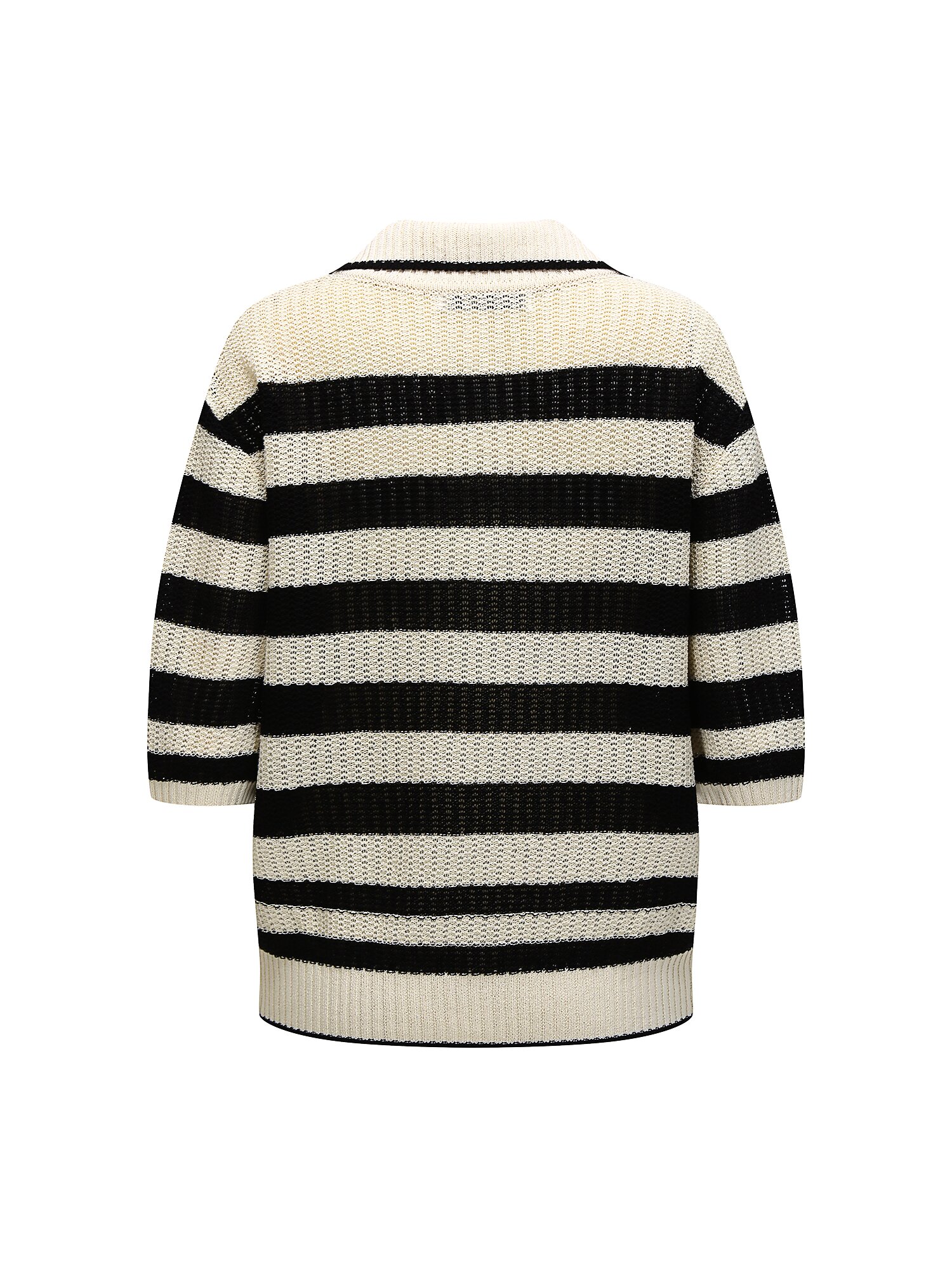 스트라이프 슬릿 칼라 풀오버 니트 (STRIPE BLACK)