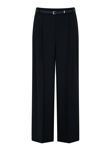 벨티드 투턱 와이드 팬츠 