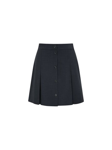 버튼 장식 플리츠 미니 스커트 