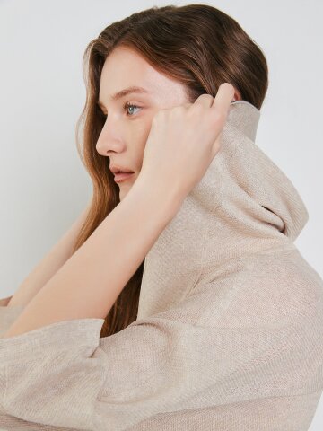 오버핏 배색 후드 집업 가디건 