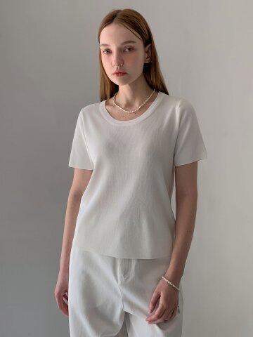 베이직 라운드 반팔 골지 니트 (3colors)
