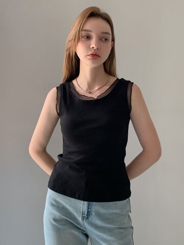 메쉬 아웃라인 골지 나시 (5colors)