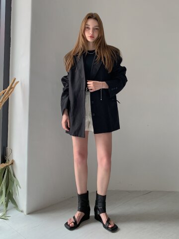 오버핏 린넨 싱글 자켓 (2colors)