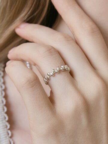 (925 Silver) Textured Bead Ring
