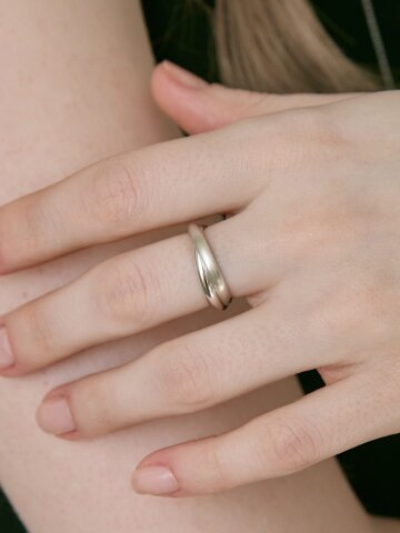 (925 Silver) Infinity Layered Matte Ring