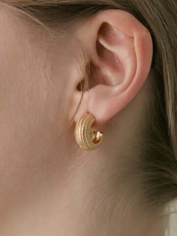 (18k gold plated) Grain Wave Gold Earring